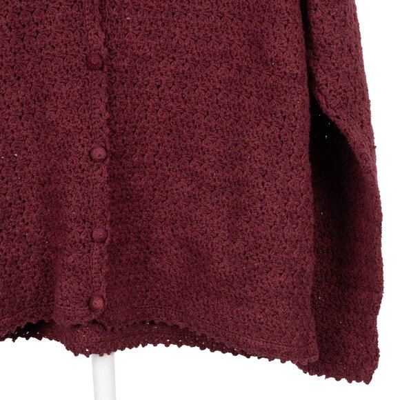 White Stag VTG Cardigan Sweater M Women NEW Burgundy Crochet Button Ramie Cotton - Picture 2 of 5